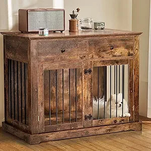 MKDKH Dog Crate Furniture With Drawers End Table Kennel