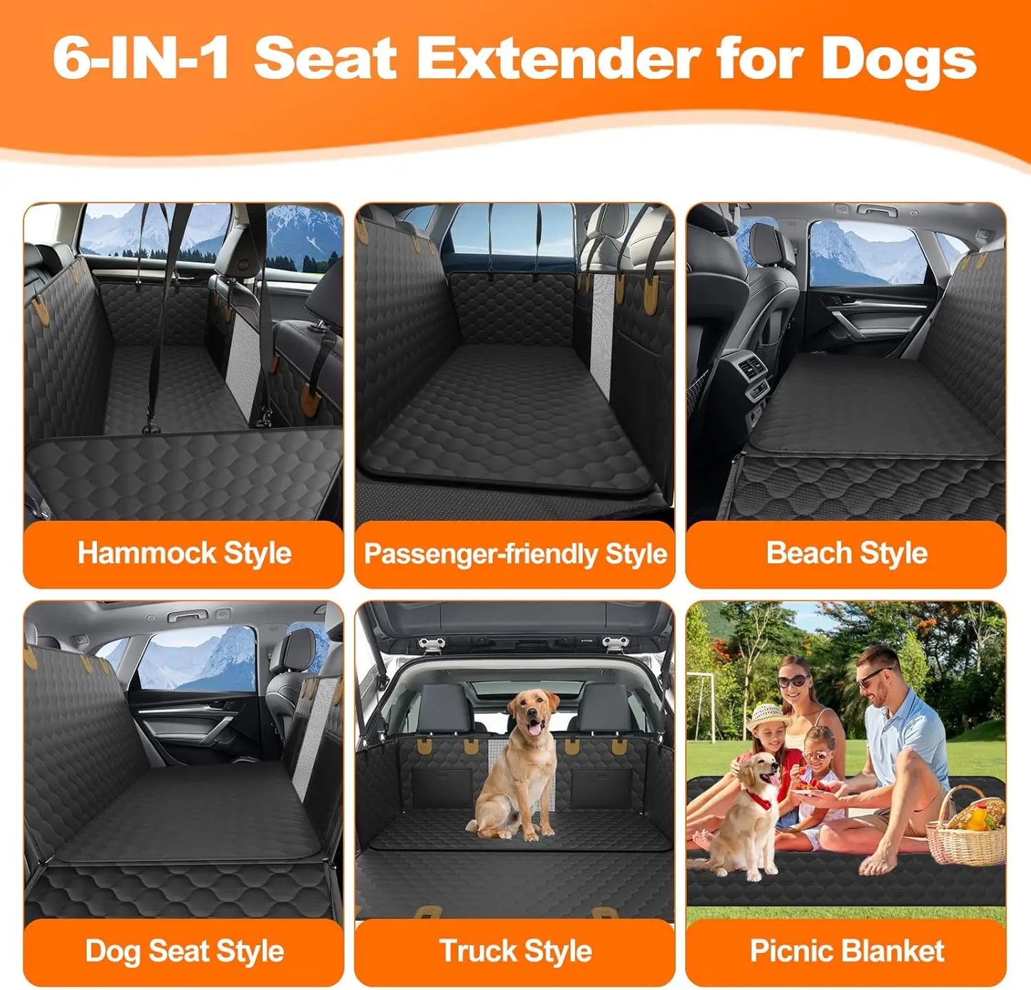 Waterproof Dog Car Seat Cover Hammock Foldable for Travel