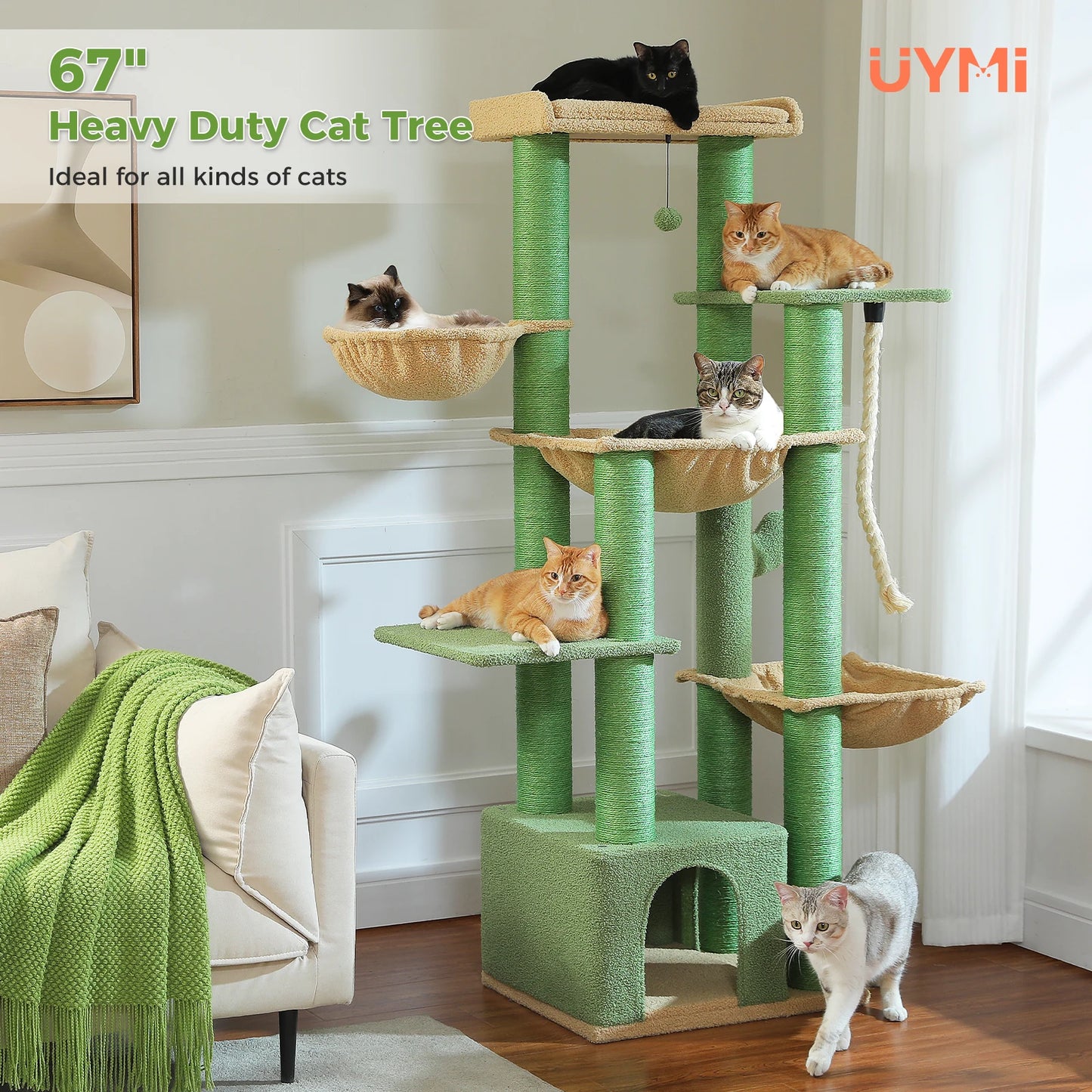 Multi Level Cat Tree For Indoor Cats With Scratching Posts