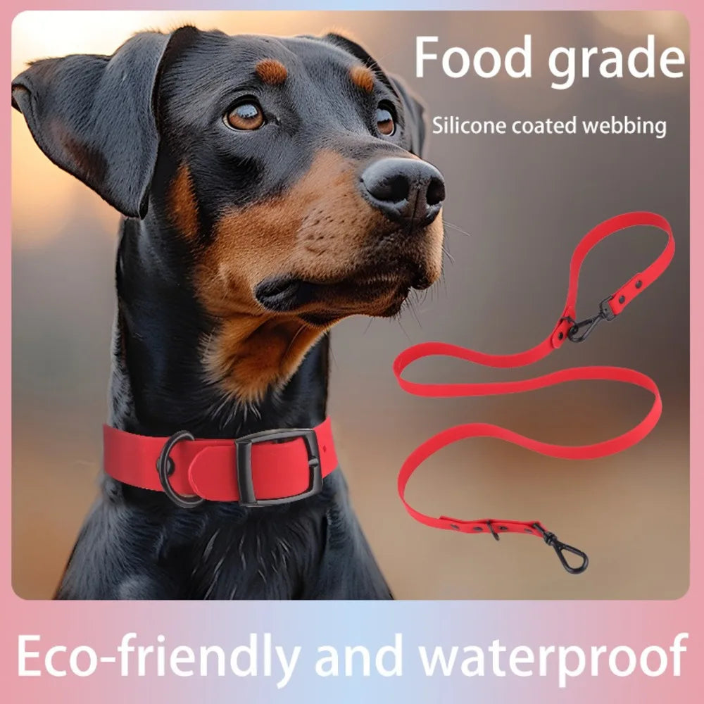 QIZHIKUAJING Silicone Pet Collar Leash Waterproof Reflective