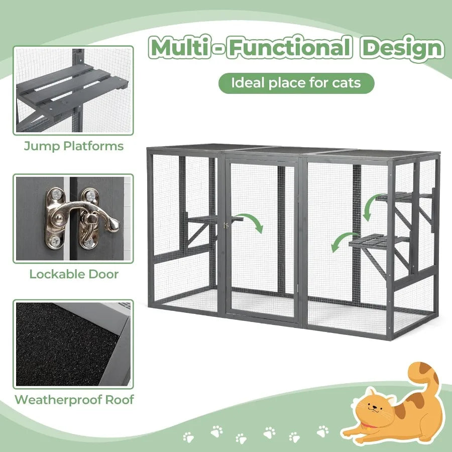 Closure Outdoor Cat Enclosure With Balcony Window Patio
