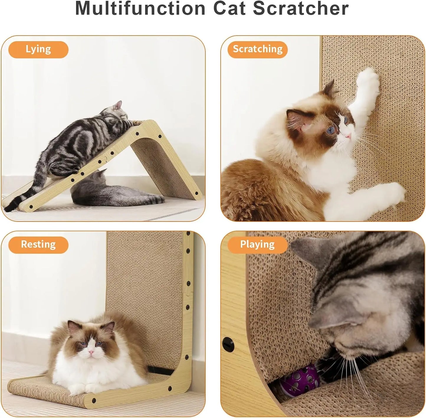 L Shaped Cat Scratcher Cardboard Scratch Pad For Indoor Cats