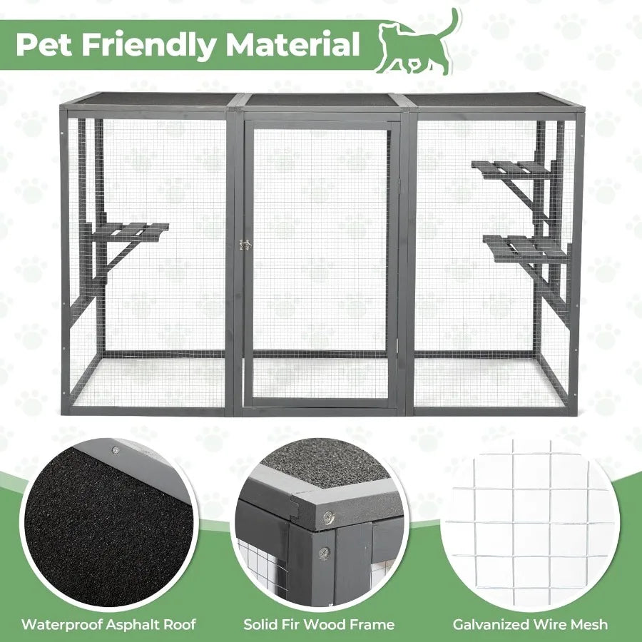 Closure Outdoor Cat Enclosure With Balcony Window Patio