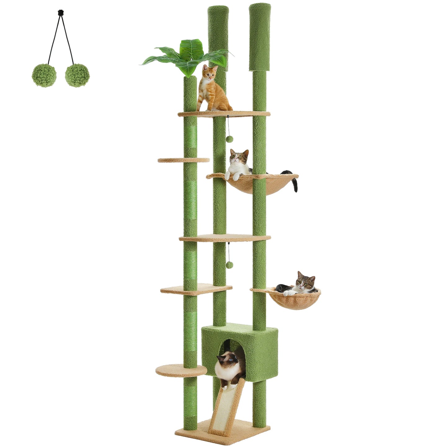 PAWZ Road Height Adjustable Wooden Cat Tree With Scratching Posts