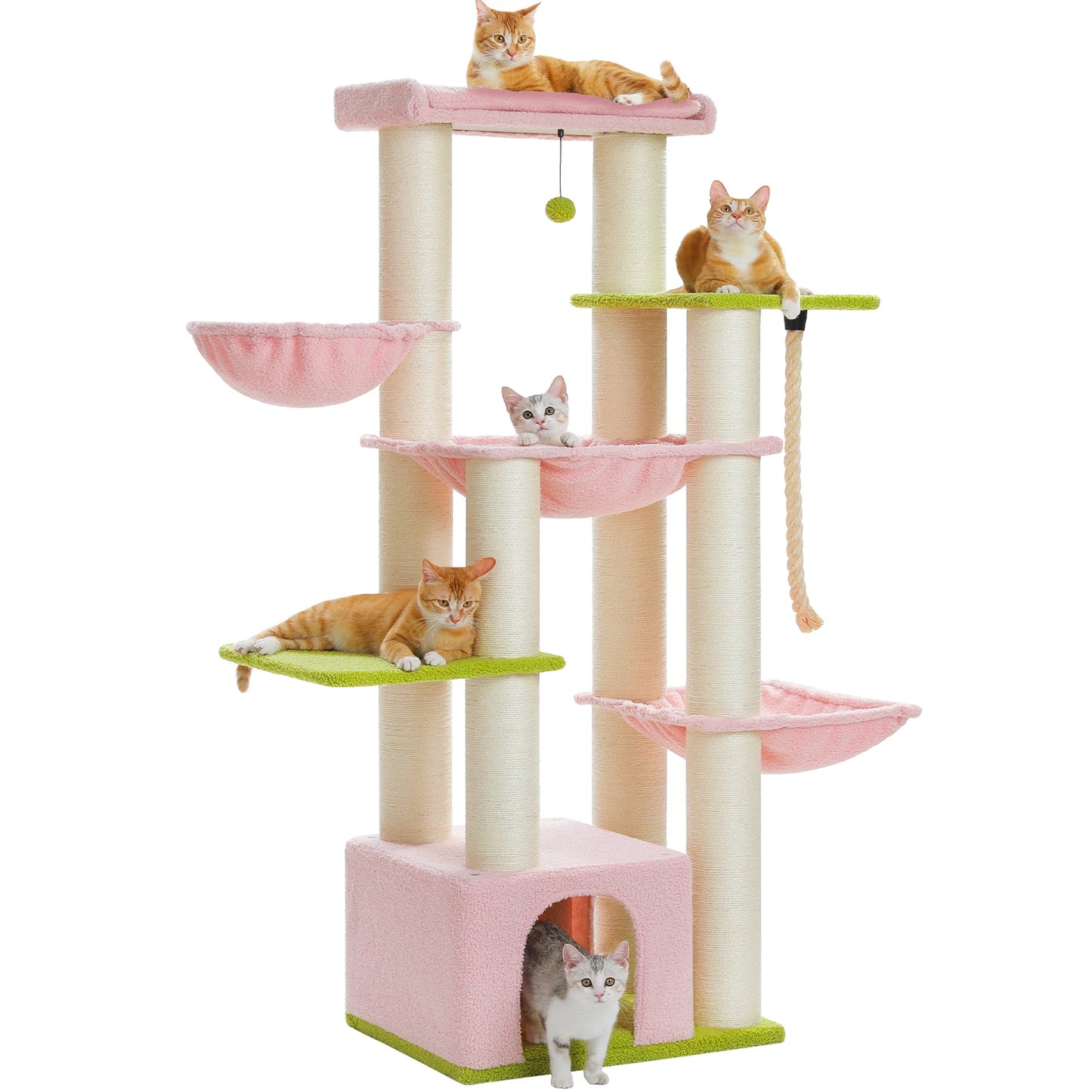 Multi Level Cat Tree For Indoor Cats With Scratching Posts