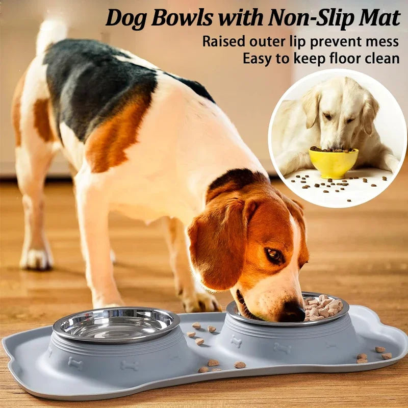 YTYIN Stainless Steel Pet Feeder Silicone Anti Spill Bowls