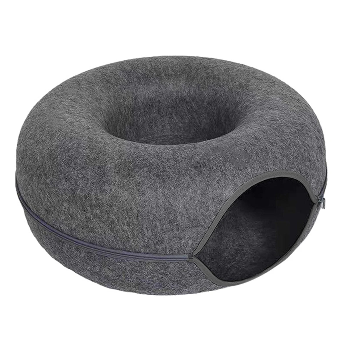 Felt Donut Cat Bed With Tunnel And Hideout For Play