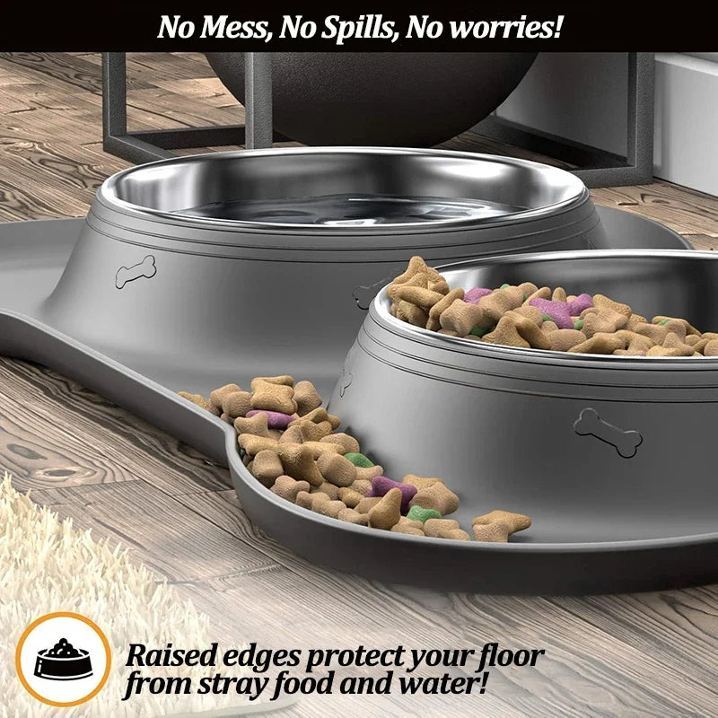 YTYIN Stainless Steel Pet Feeder Silicone Anti Spill Bowls