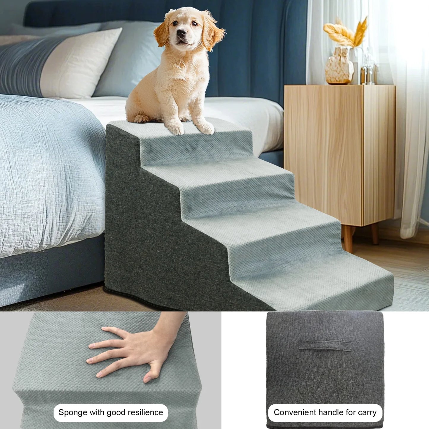 Dog Door Three Quarter Steps High Density Foam Non Slip