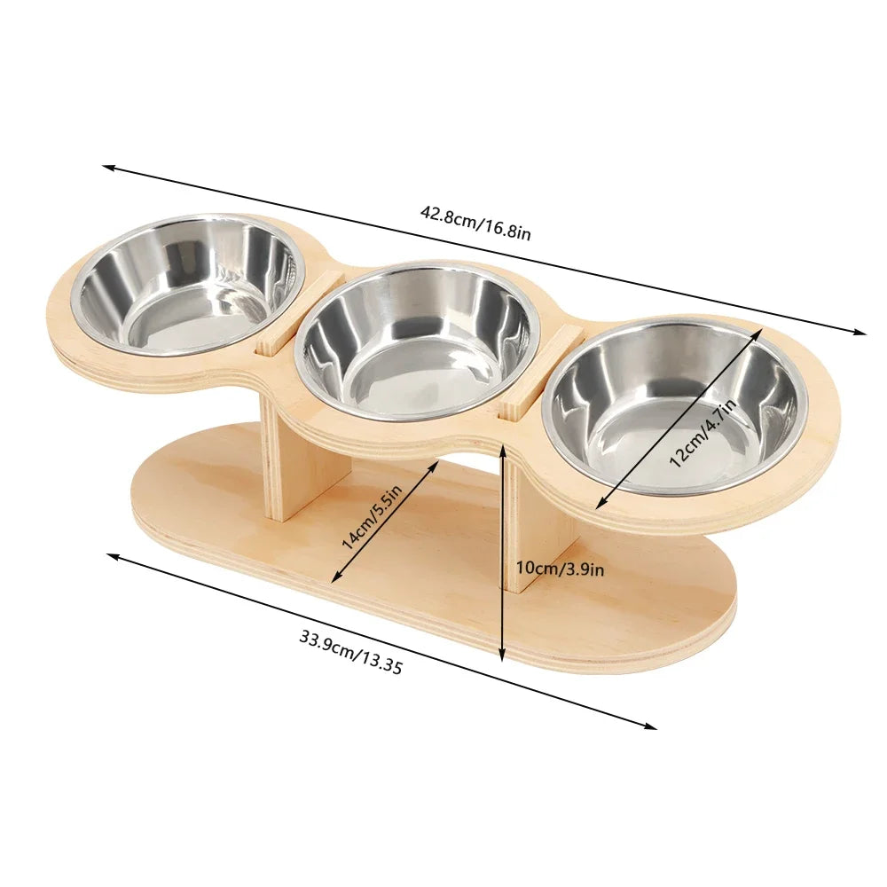 Petravel Tilted Raised Cat Bowl Feeder With 3 Bowls