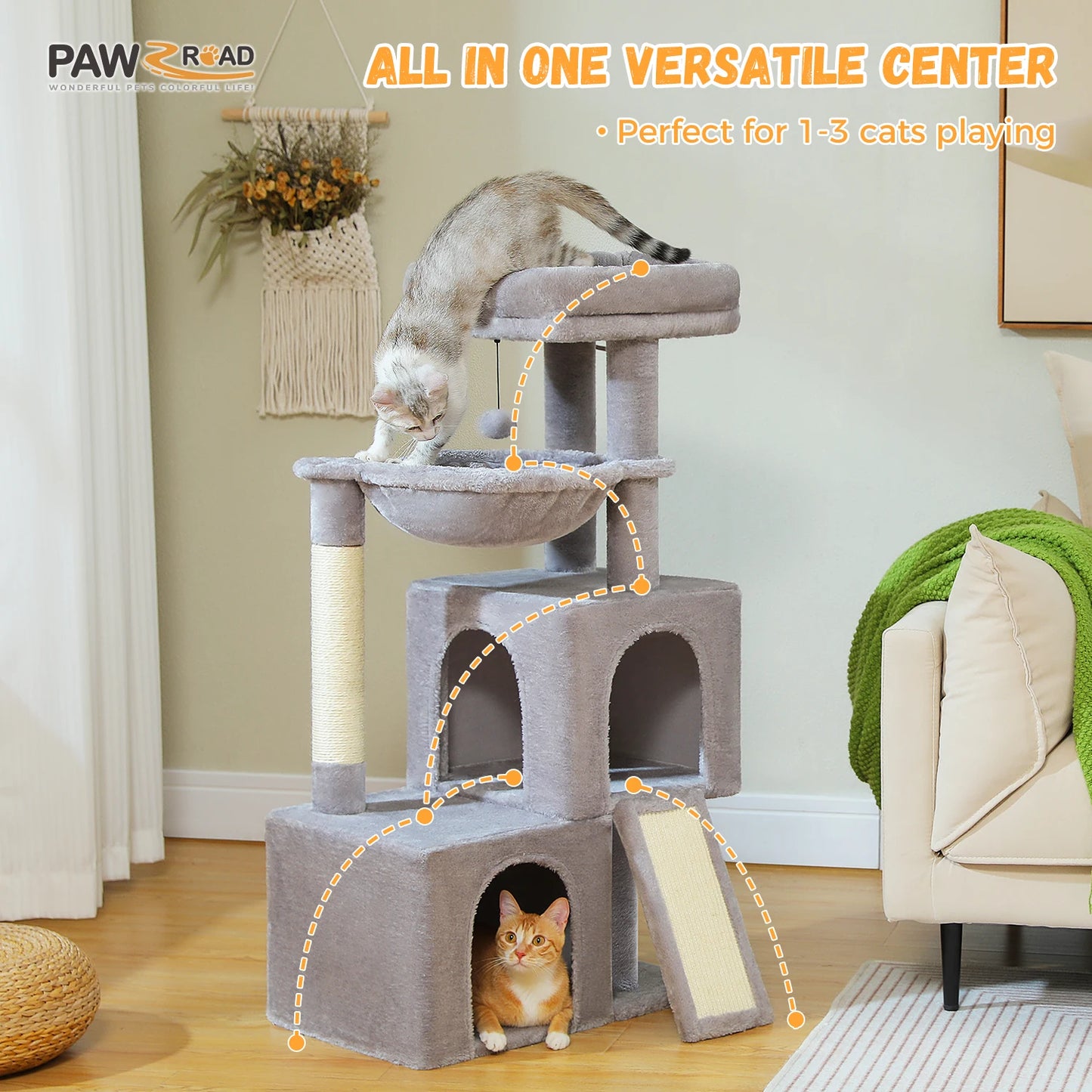 PAWZ Road Large Cat Tree Indoor Multi Level Cat Tower