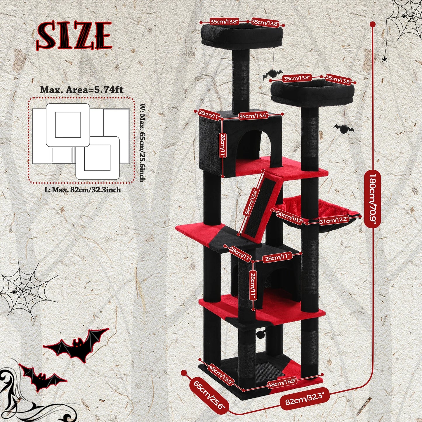 PEQULTICN Multi Level Cat Tree With Scratching Posts Cozy Condo