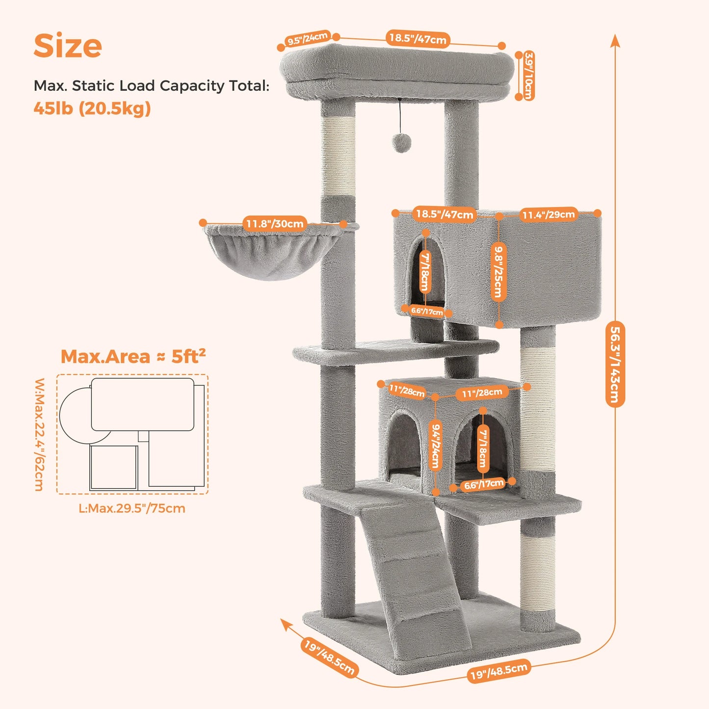 PAWZ Road Cat Tree Tower For Large Cats Plush Perch