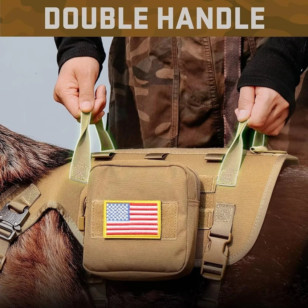 XMSJCN Tactical Dog Harness No Pull With MOLLE Backpack Set