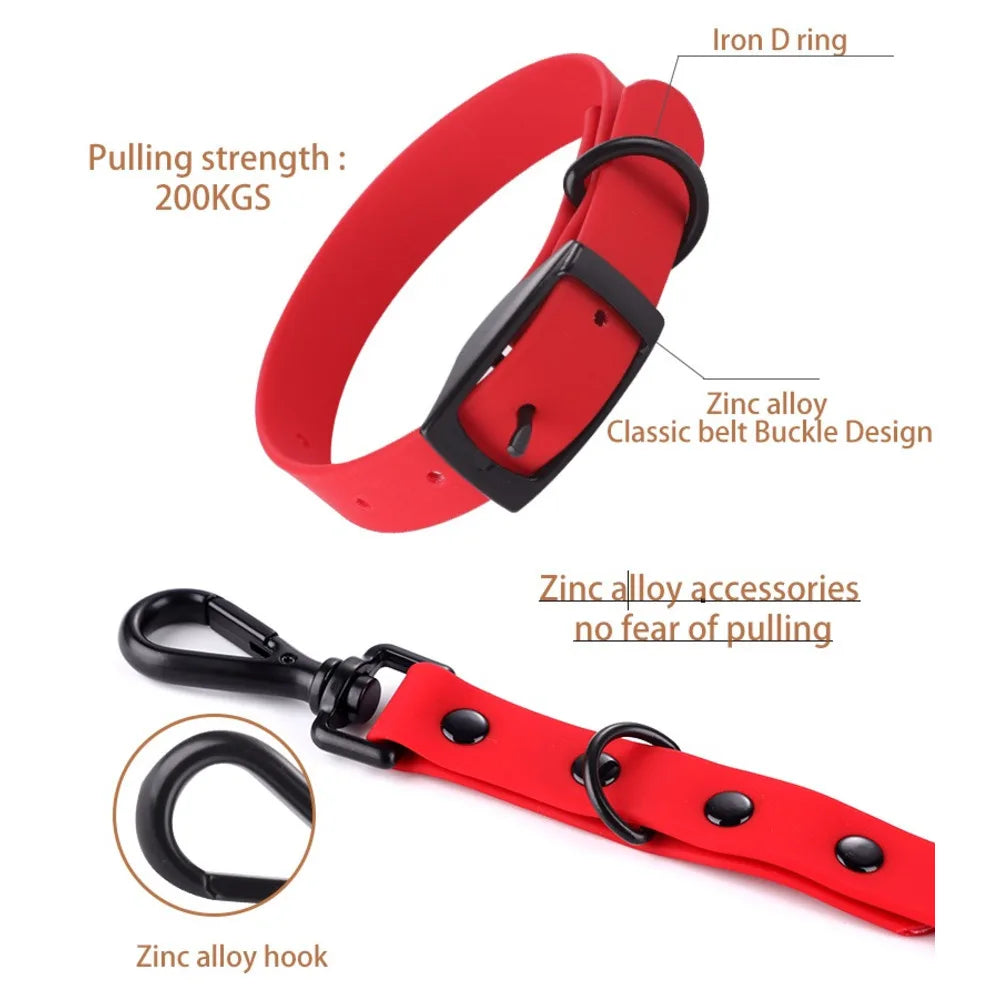 QIZHIKUAJING Silicone Pet Collar Leash Waterproof Reflective
