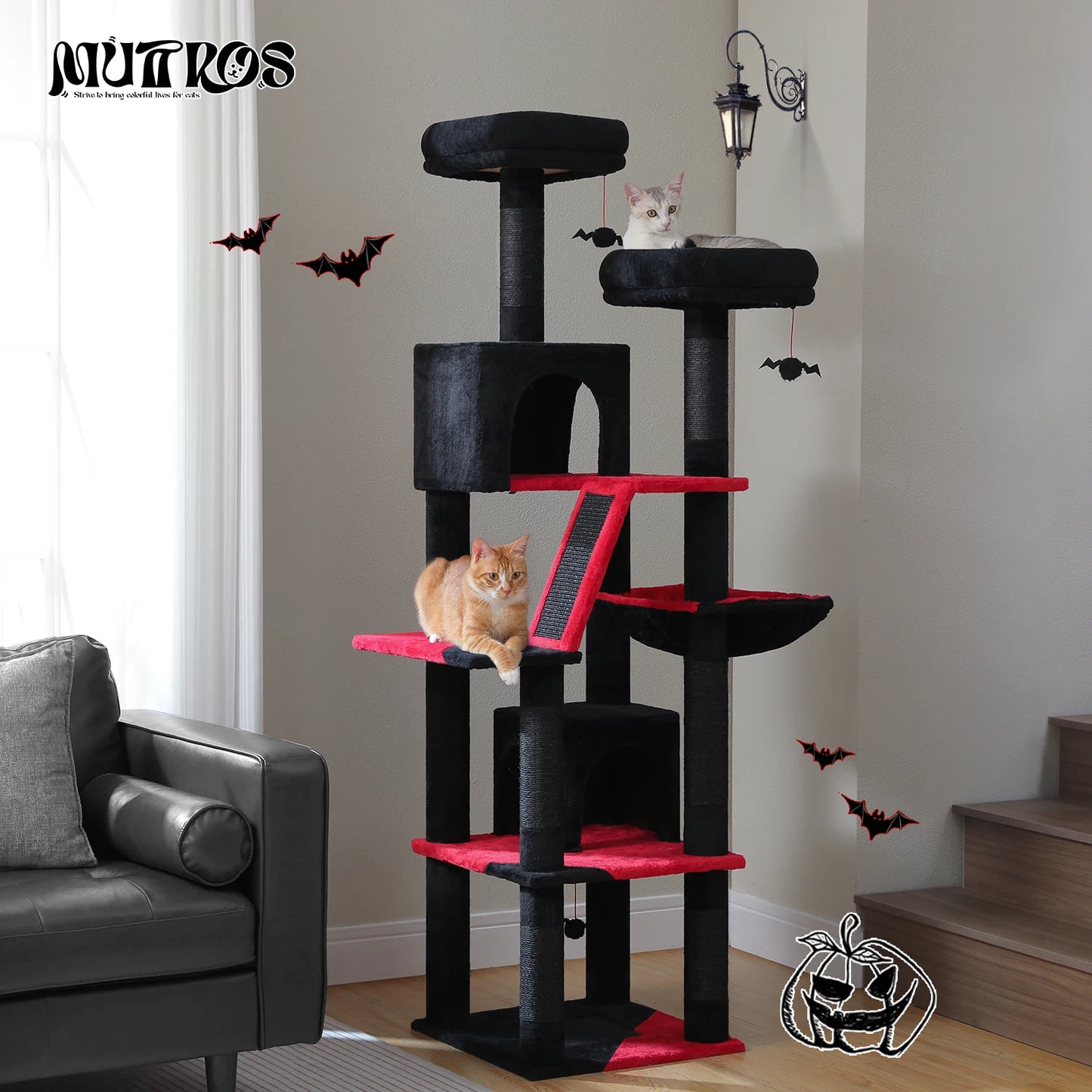 PEQULTICN Multi Level Cat Tree With Scratching Posts Cozy Condo
