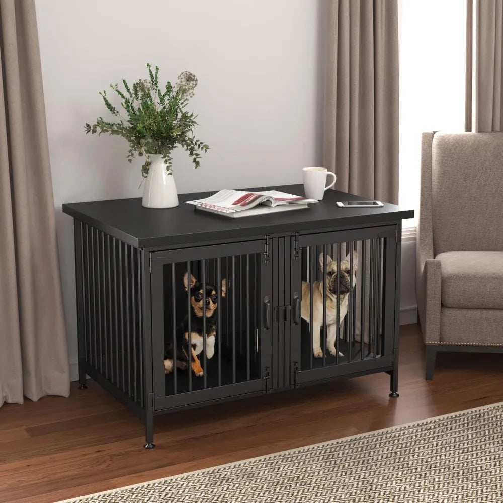 High-Concerned Chemical Crate With Divider For 2 Small Dogs Indoor