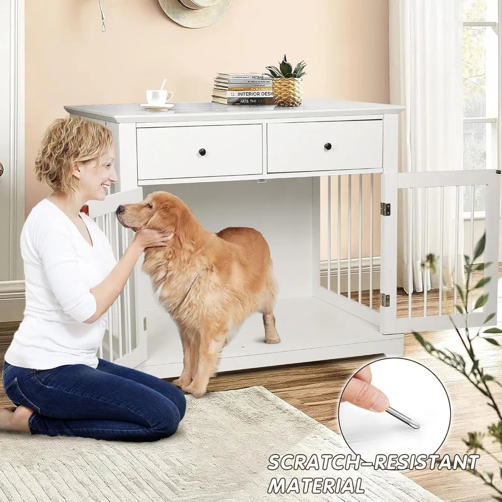 MKDKH Dog Crate Furniture With Drawers End Table Kennel