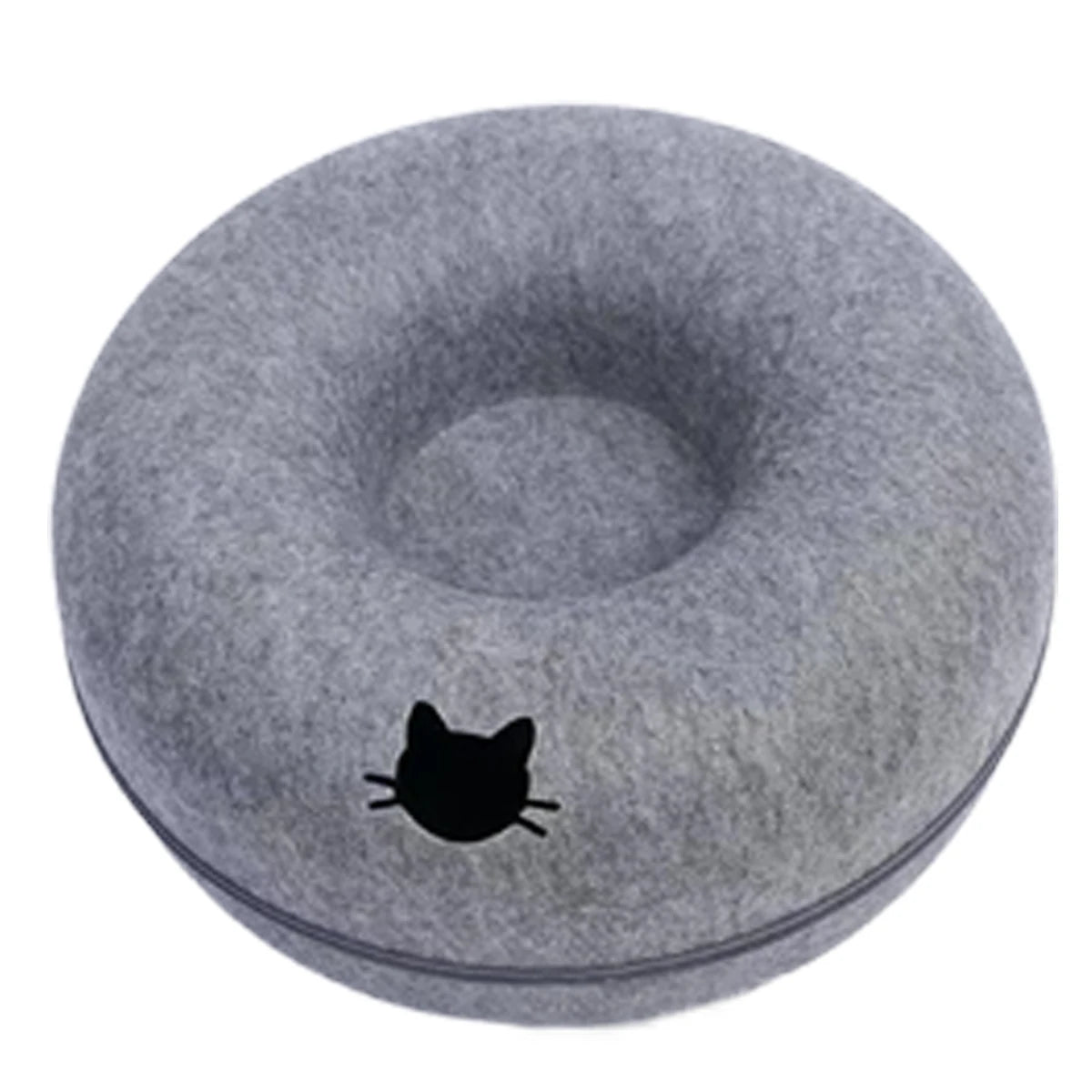 Felt Donut Cat Bed With Tunnel And Hideout For Play