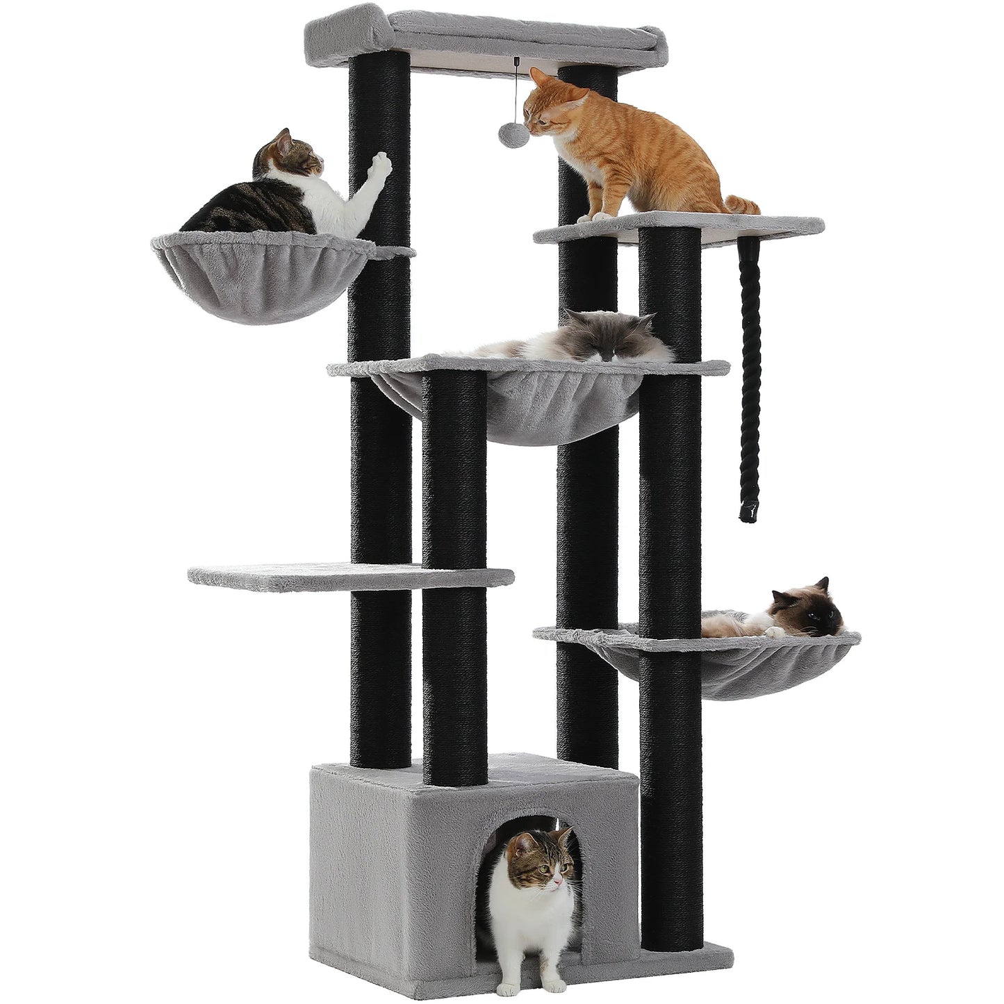 Multi Level Cat Tree For Indoor Cats With Scratching Posts