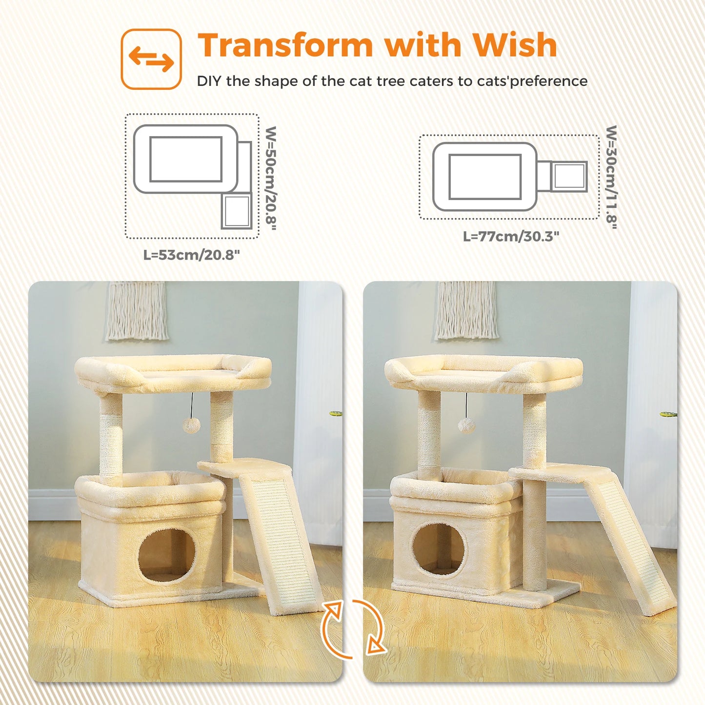 PAWZ Road Cat Tree Tower With Sisal Scratching Post Pad