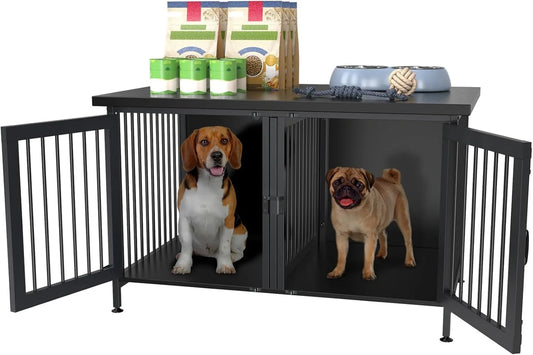 High-Concerned Chemical Crate With Divider For 2 Small Dogs Indoor