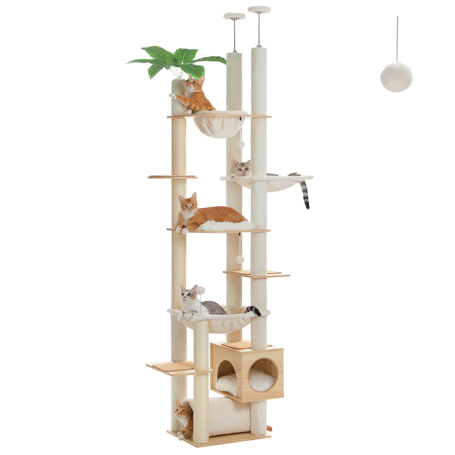 PAWZ Road Height Adjustable Wooden Cat Tree With Scratching Posts