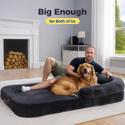 PEQULTICN Foldable Portable Dog Bed Mat For Pets Faux Fur