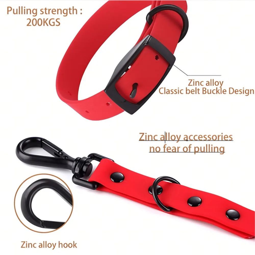 QIZHIKUAJING Silicone Pet Collar Leash Waterproof Reflective