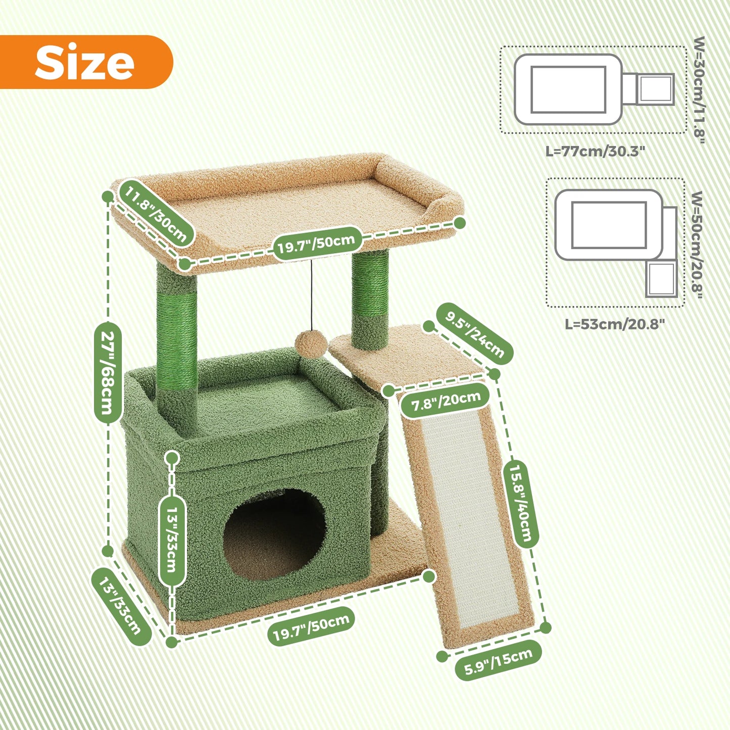 PAWZ Road Cat Tree Tower With Sisal Scratching Post Pad
