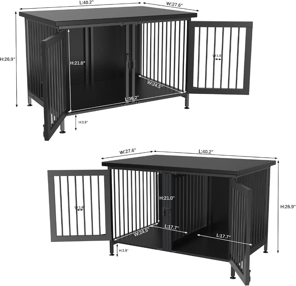 High-Concerned Chemical Crate With Divider For 2 Small Dogs Indoor