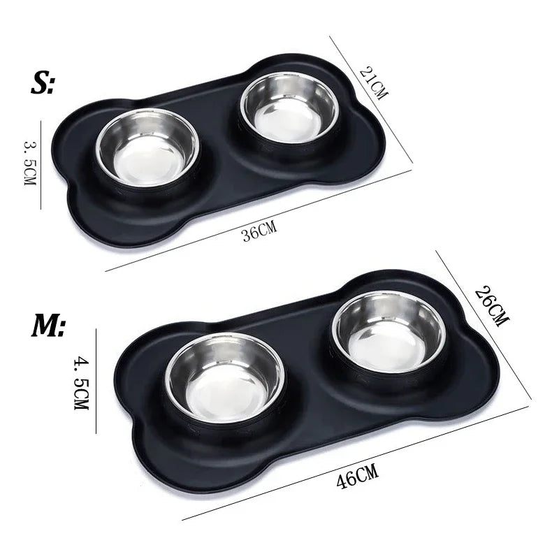 YTYIN Stainless Steel Pet Feeder Silicone Anti Spill Bowls