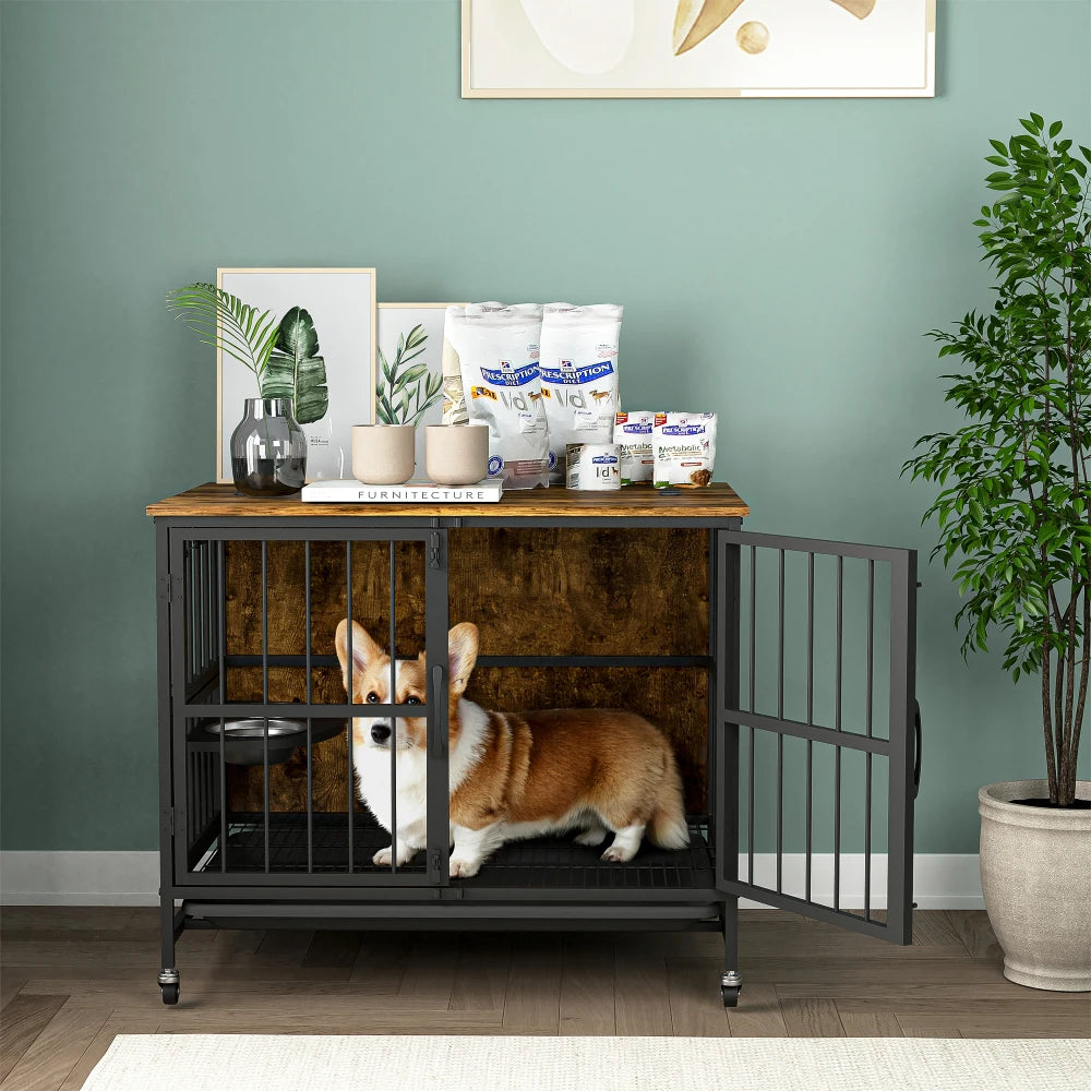Filler Modern Kennel Dog Crate Furniture With Removable Tray