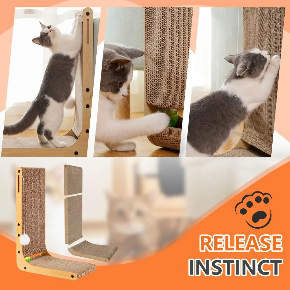 L Shaped Cat Scratcher Cardboard Scratch Pad For Indoor Cats