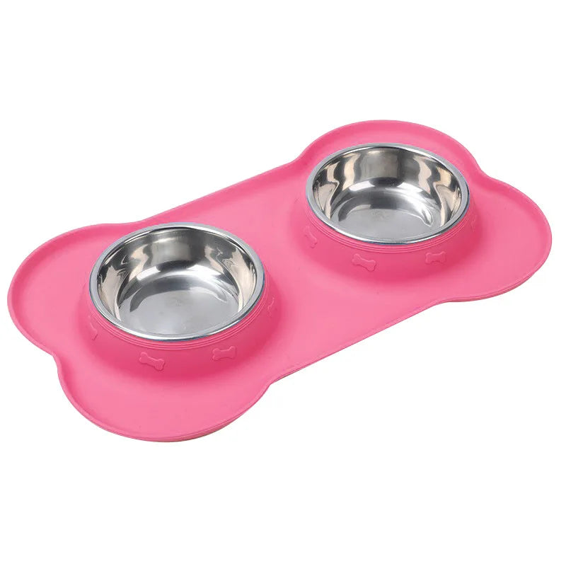 YTYIN Stainless Steel Pet Feeder Silicone Anti Spill Bowls
