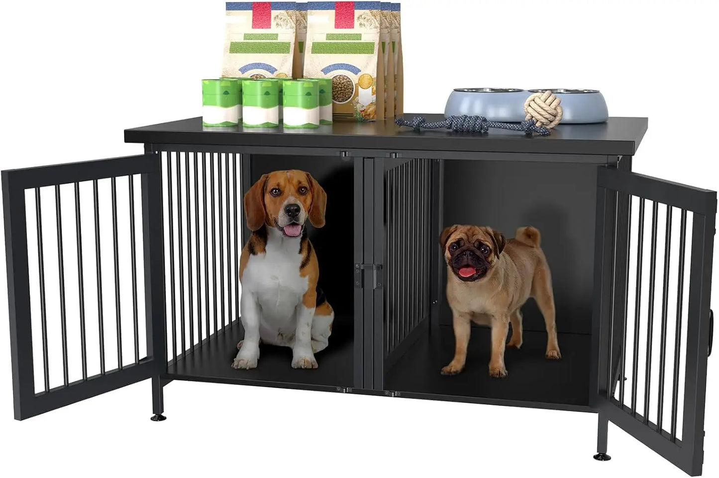 High-Concerned Chemical Crate With Divider For 2 Small Dogs Indoor