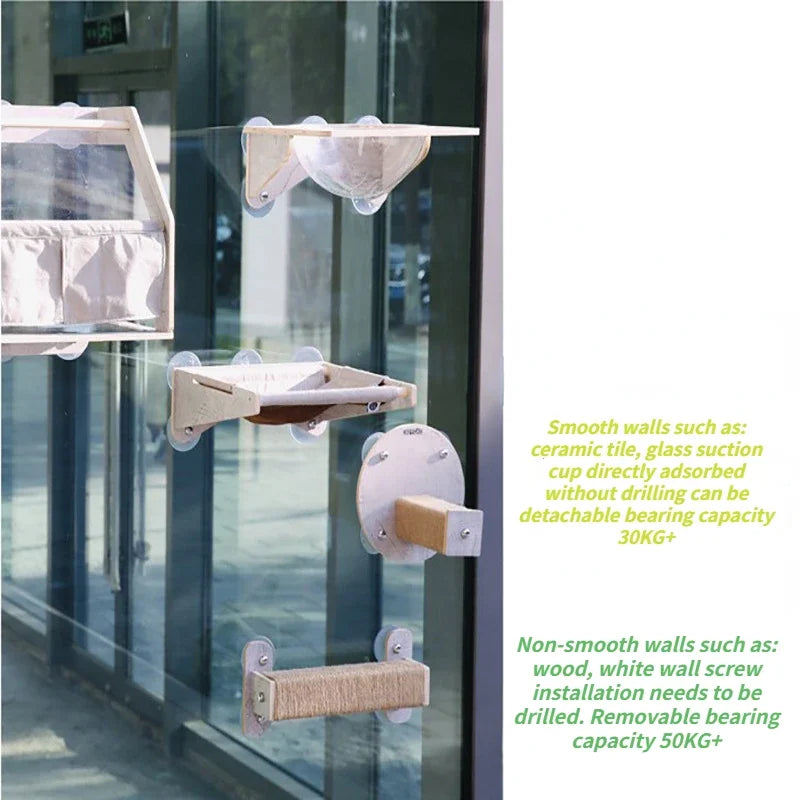 OIMGCN Glass Cat Wall Suction Mount For Easy Climbing