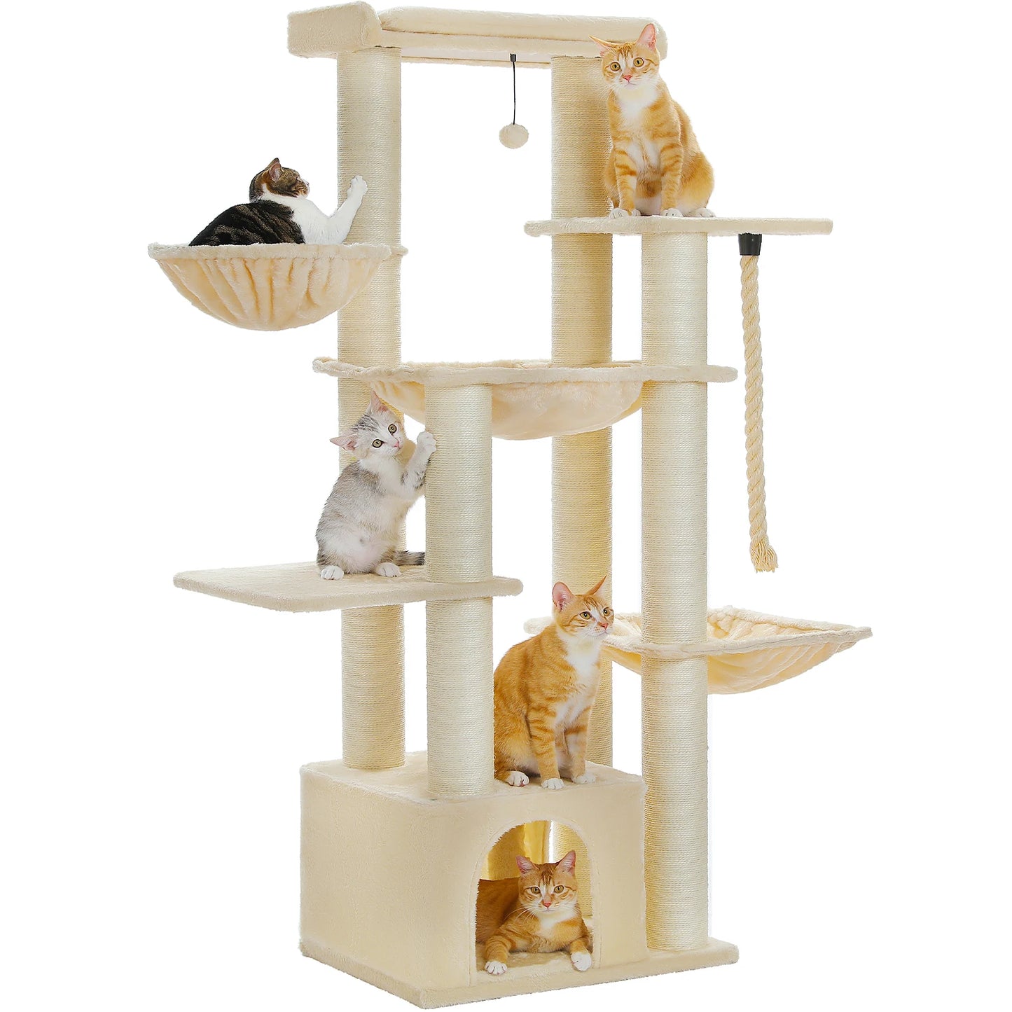 Multi Level Cat Tree For Indoor Cats With Scratching Posts