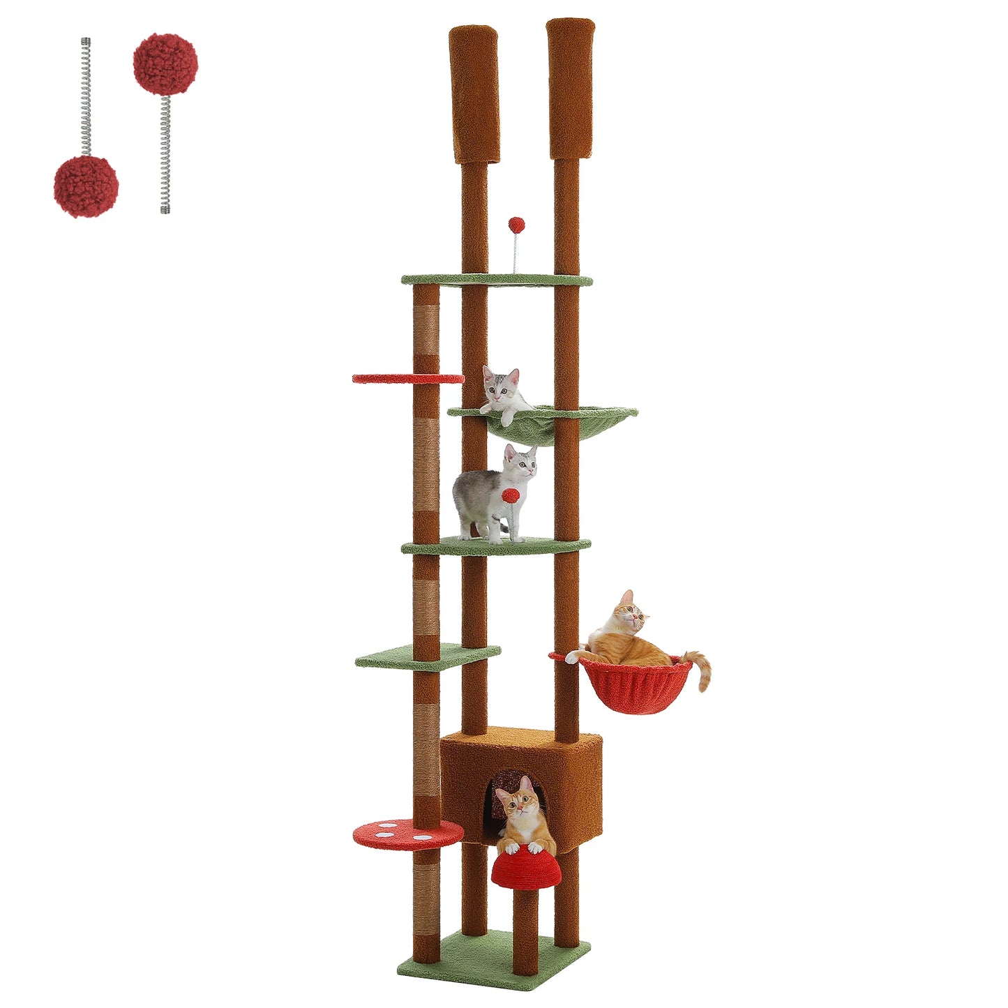 PAWZ Road Height Adjustable Wooden Cat Tree With Scratching Posts