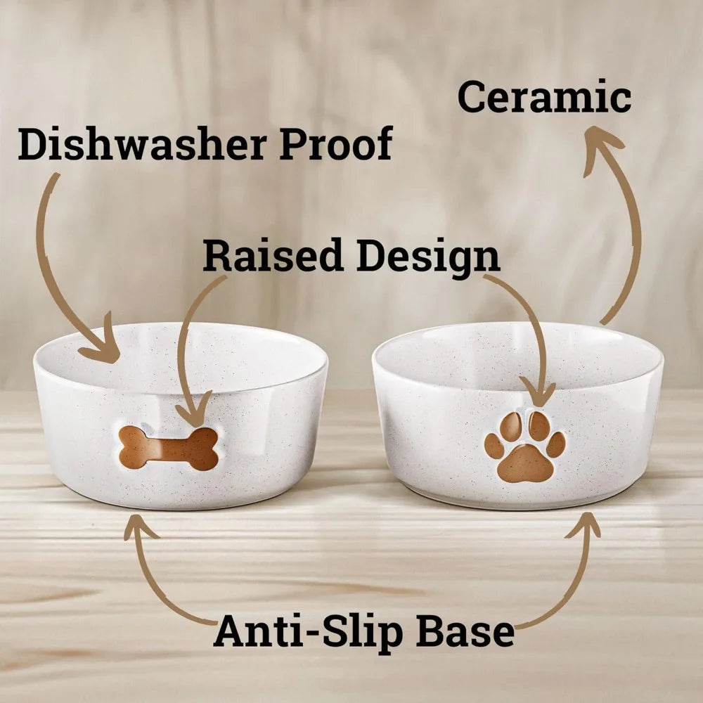 Hign-concerned Ceramic Dog Bowls Set Of 2 Anti Skid