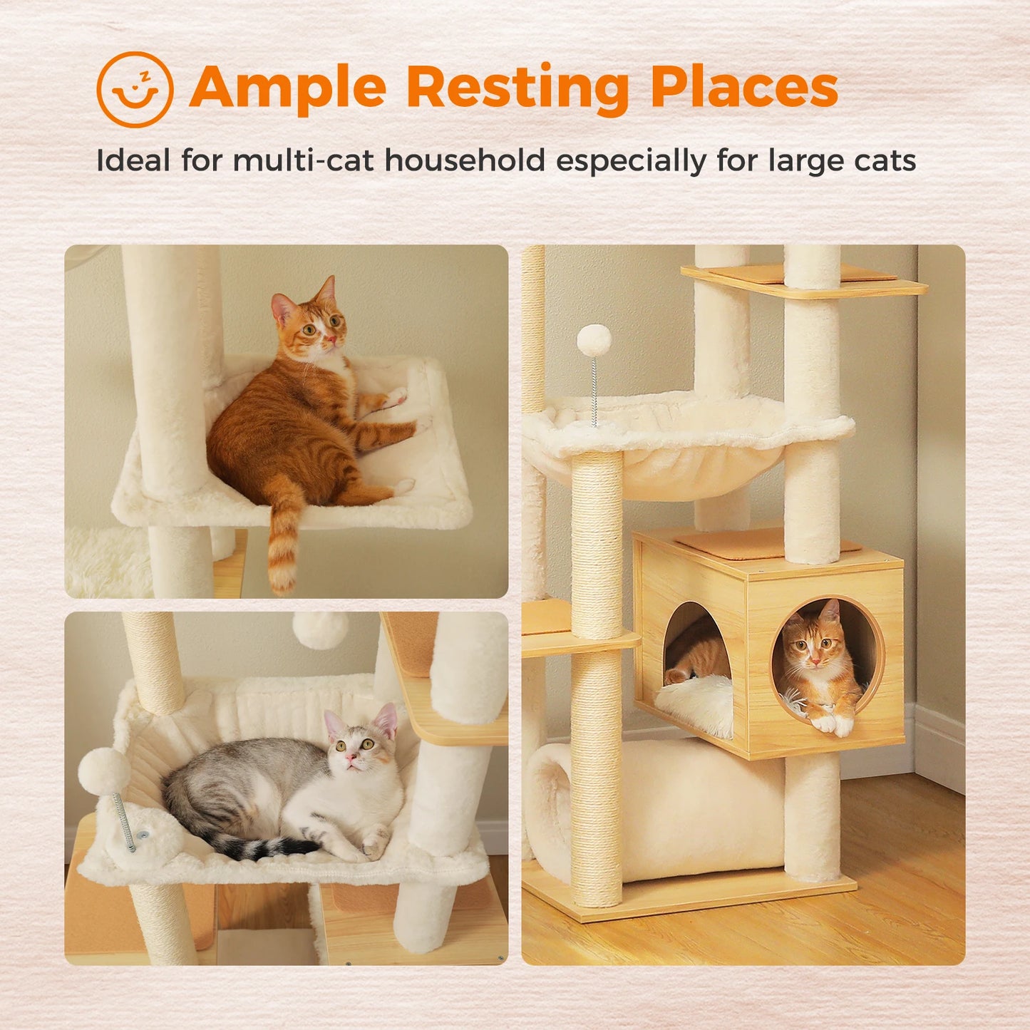 PAWZ Road Height Adjustable Wooden Cat Tree With Scratching Posts