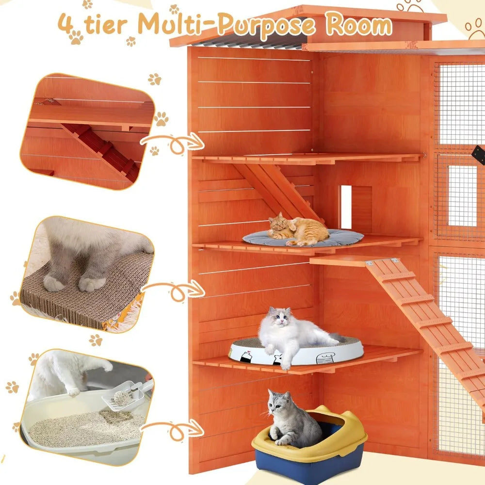Closure Outdoor Cat Enclosure Catio With 4 Tier Design Use