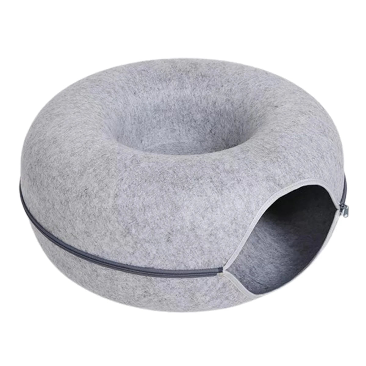 Felt Donut Cat Bed With Tunnel And Hideout For Play